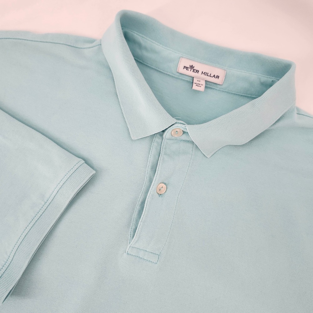 Peter Millar Mens Aqua Blue Golf Polo Size M Coastal Preppy Country Club Resort